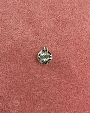 Turquoise Crystal Circle Silver Charm Turquoise Crystal Circle Silver Charm