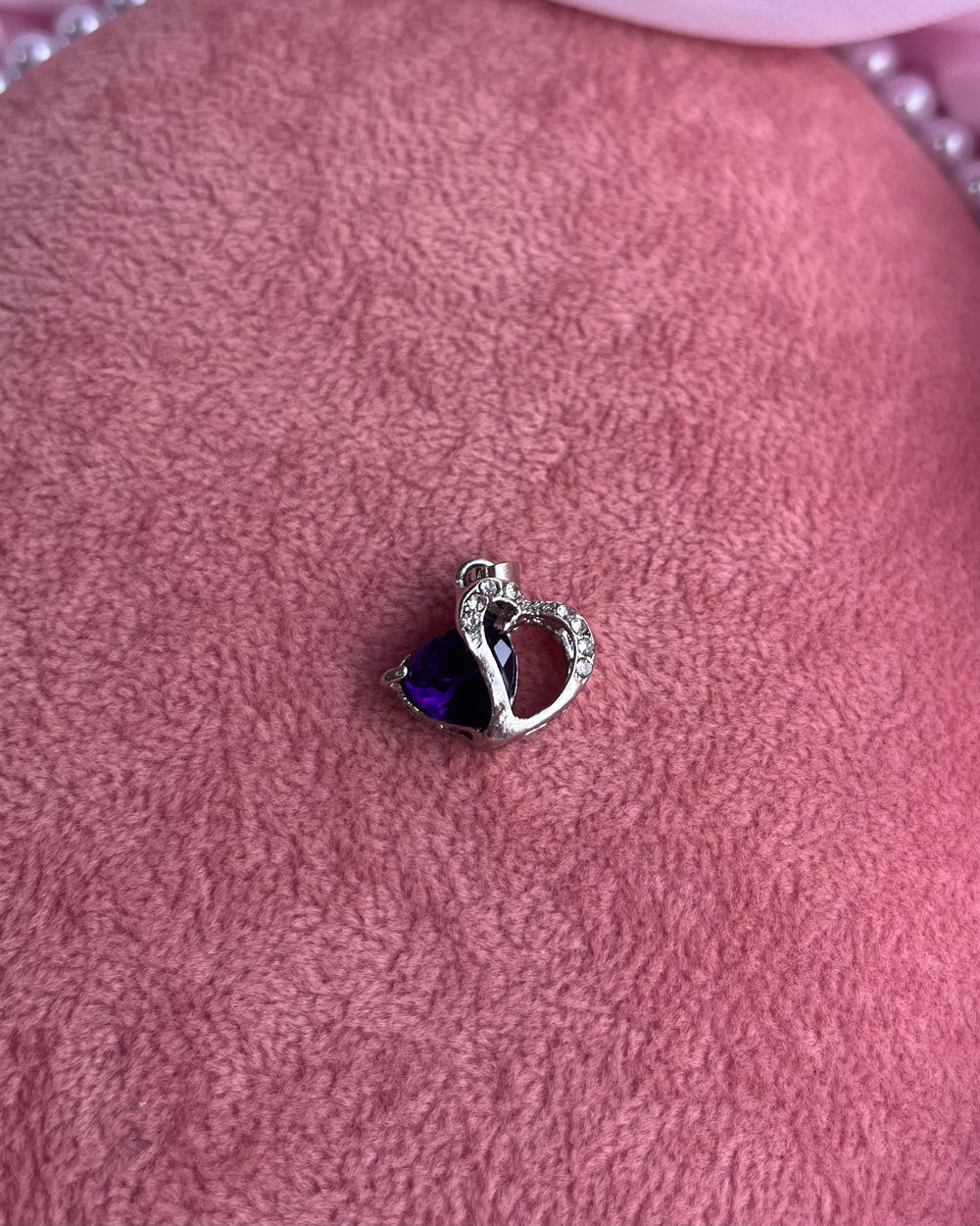 Purple With Crystals Heart Charm