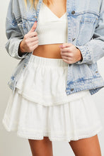 Load image into Gallery viewer, EFFORTLESS WHITE RUFFLE MINI SKIRT
