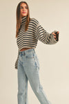 STEVIE STRIPED TURTLE NECK CROP SEWATER TOP