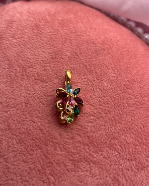 Multi-Color Crystal Gold Charm Multi-Color Crystal Gold Charm