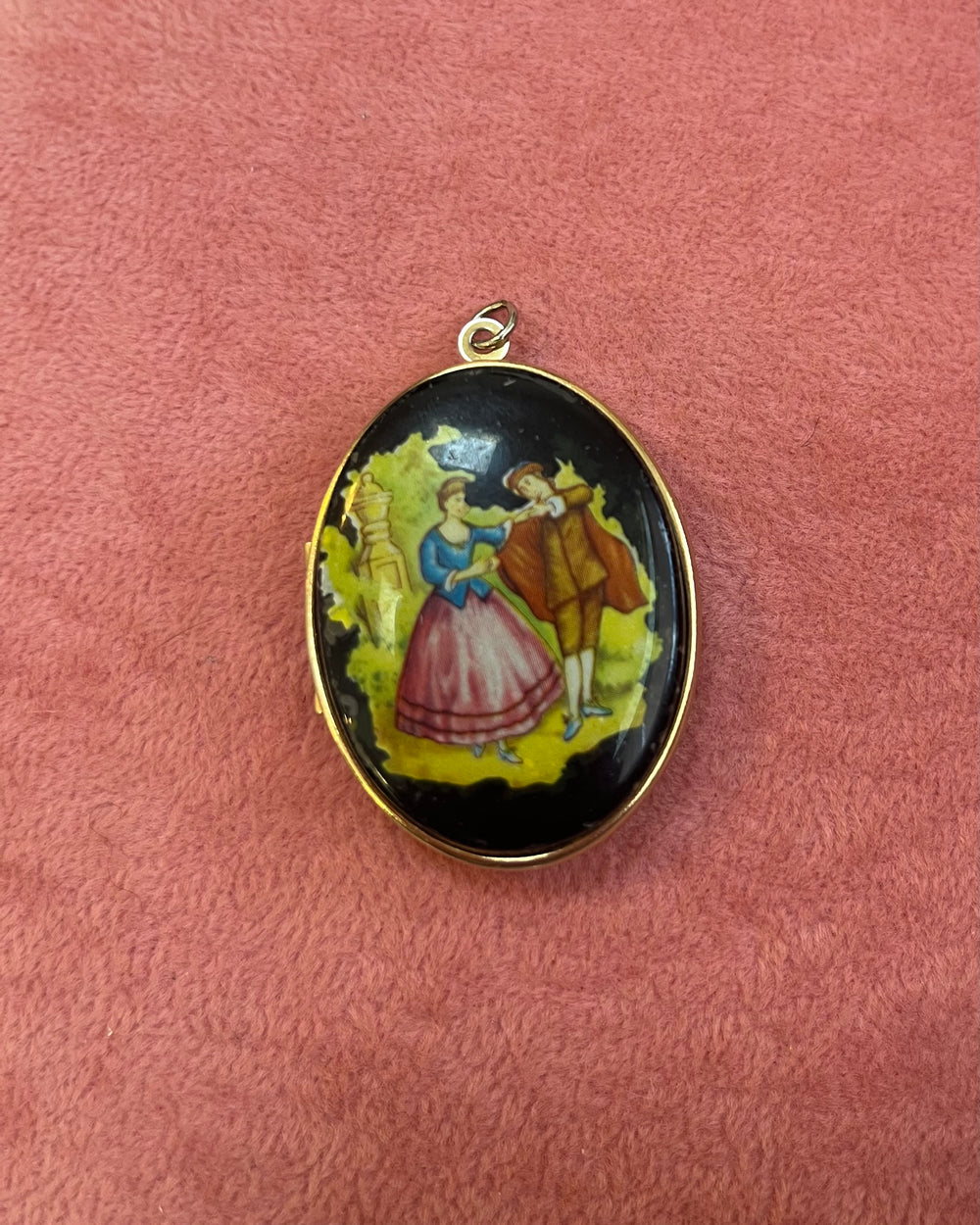 Woman & Man Walking Cameo Locket Charm
