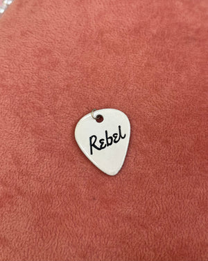 White Rebel Guitar Pick Charm White Rebel Guitar Pick Charm