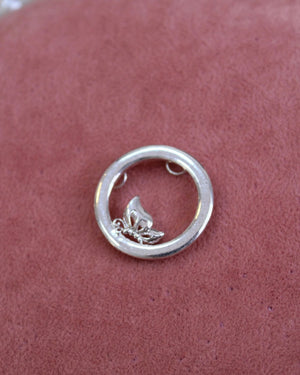 Large Butterfly Silver Cirlce Charm Large Butterfly Silver Cirlce Charm