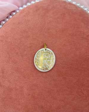 F Initial White & Gold Charm F Initial White & Gold Charm
