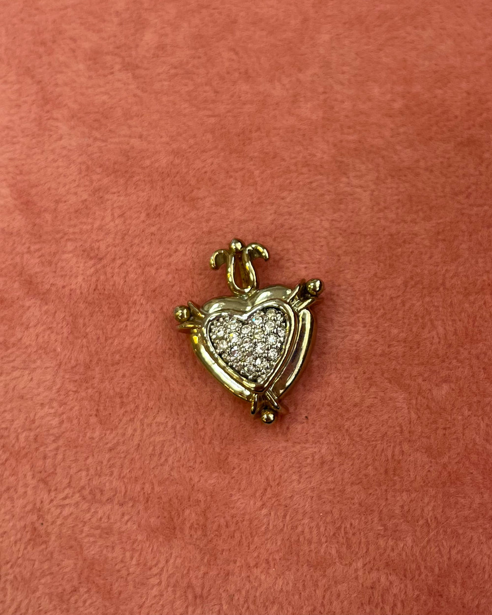 Gold Heart With Crystals Inside Charm