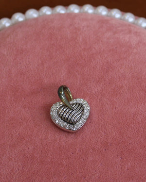 Silver & Gold Heart With Crystals Charm Silver & Gold Heart With Crystals Charm