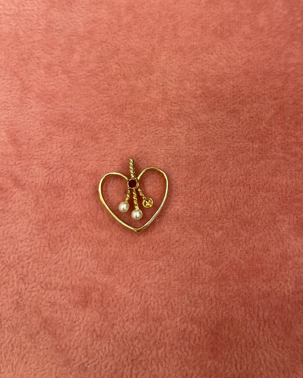 Gold Heart With Pearls Charm