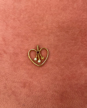 Gold Heart With Pearls Charm Gold Heart With Pearls Charm