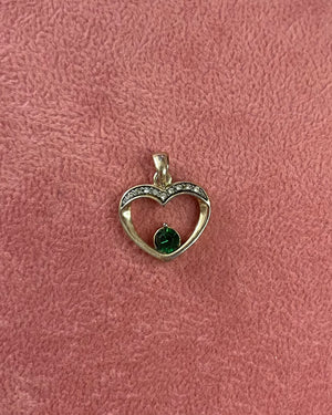 Green Crystal Heart Gold Charm Green Crystal Heart Gold Charm