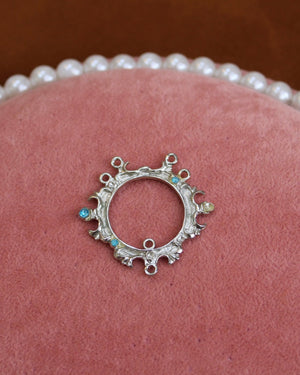 Silver Circle With Turquoise Beads Charm Silver Circle With Turquoise Beads Charm