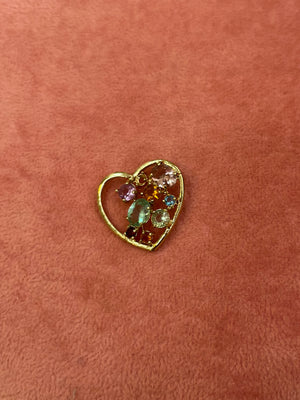 Colorful Gems Gold Heart Charm Colorful Gems Gold Heart Charm