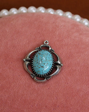 Turquoise & Silver Oval Stone Charm Turquoise & Silver Oval Stone Charm