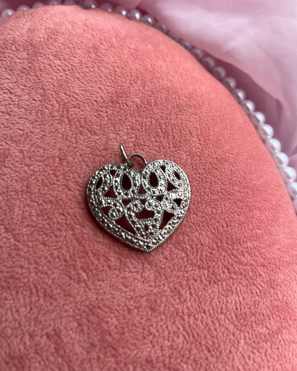 Silver Crystals Heart Charm