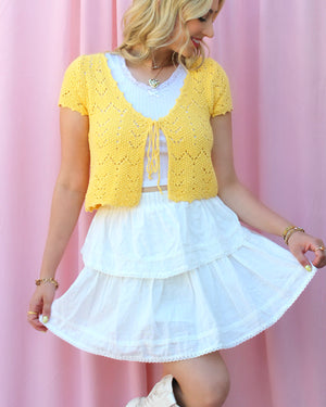 EFFORTLESS WHITE RUFFLE MINI SKIRT EFFORTLESS WHITE RUFFLE MINI SKIRT