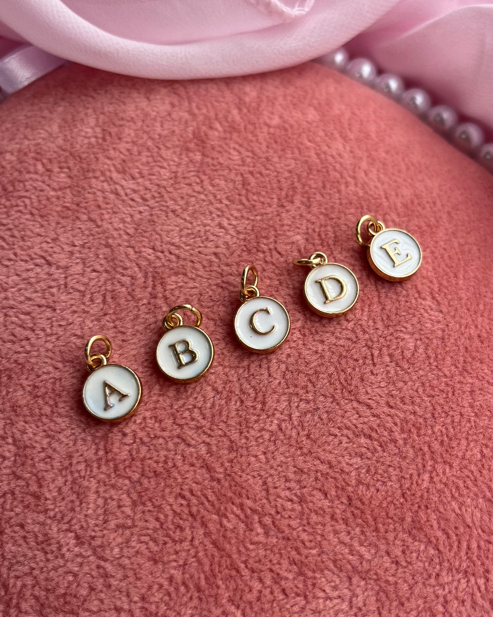 Initials Alphabet White Circle Charms