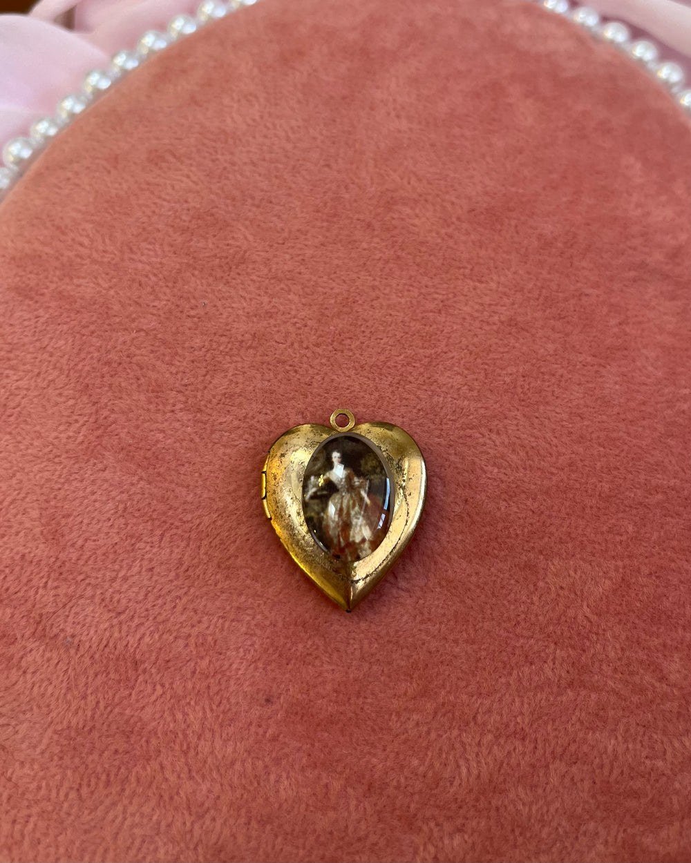 Victorian Woman Gold Heart Locket Charm