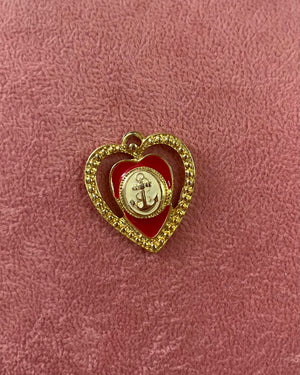 Anchor Red Heart Gold Charm Anchor Red Heart Gold Charm