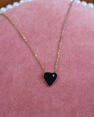 Black Heart Gold Necklace Black Heart Gold Necklace