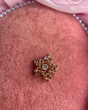 Gold Flower With Pink Crystals Charm Gold Flower With Pink Crystals Charm