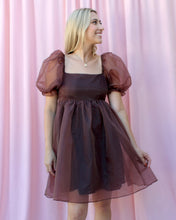 Load image into Gallery viewer, SOPHIE BROWN PUFF SLEEVE BABYDOLL DRESS
