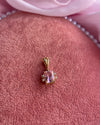 Pink Emerald Cut Gem Gold Charm
