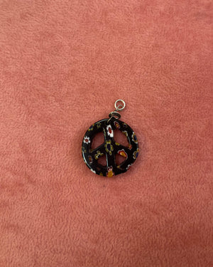 Black Floral Peace Sign Charm Black Floral Peace Sign Charm