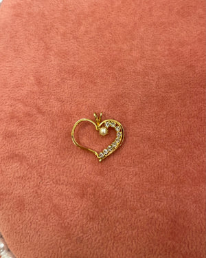Gold Heart With Crystals & Pearl Charm Gold Heart With Crystals & Pearl Charm
