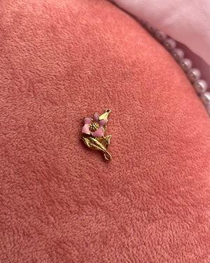 Pink Flower Gold Charm Pink Flower Gold Charm