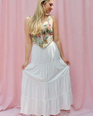 EFFORTLESS WHITE TIERED MIDI SKIRT W/OUT DRAWSTRING EFFORTLESS WHITE TIERED MIDI SKIRT W/OUT DRAWSTRING