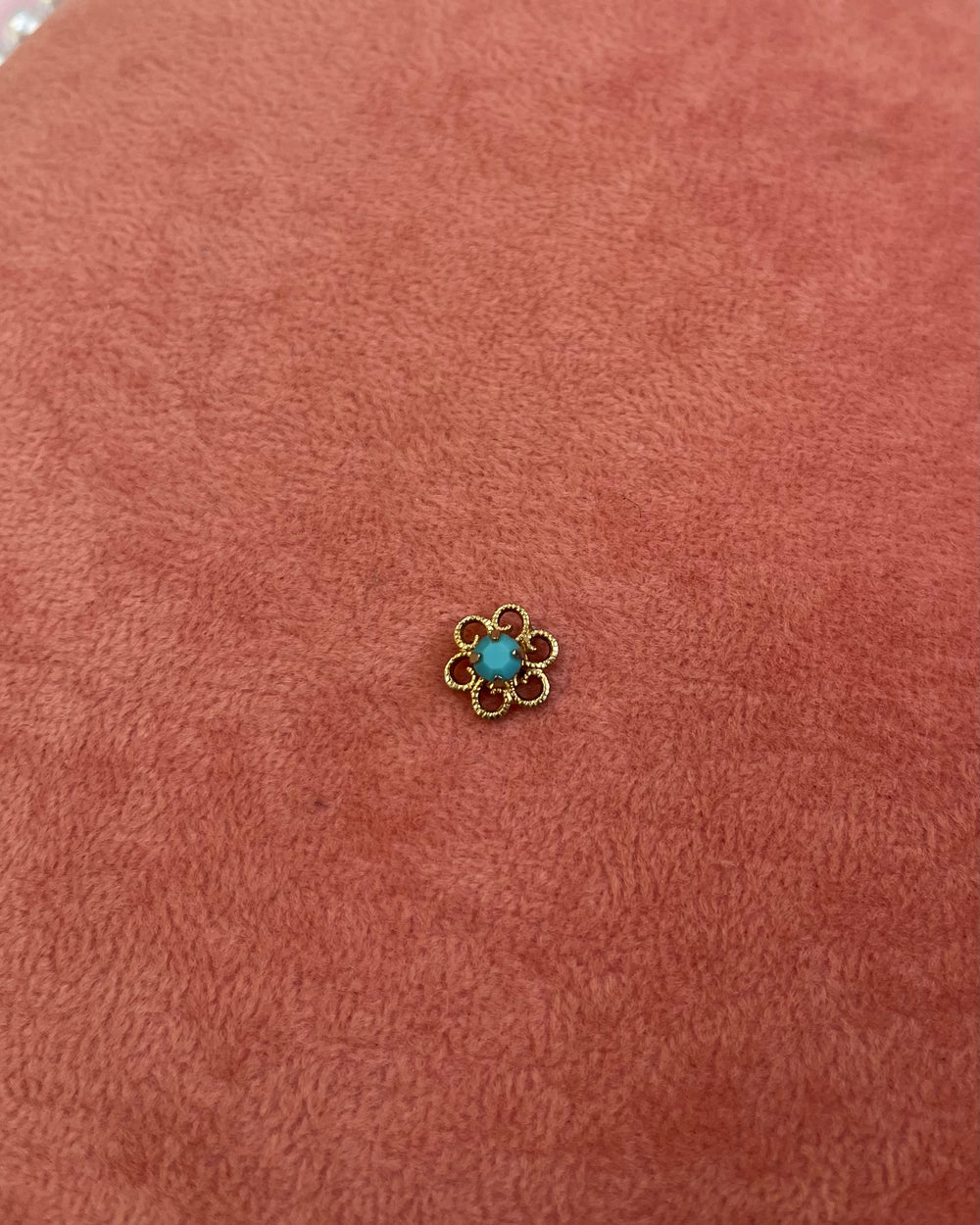 Small Gold Flower With Turquoise Stone Charm