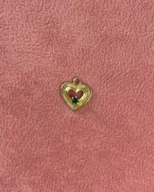 Green Crystal Gold Heart Charm Green Crystal Gold Heart Charm