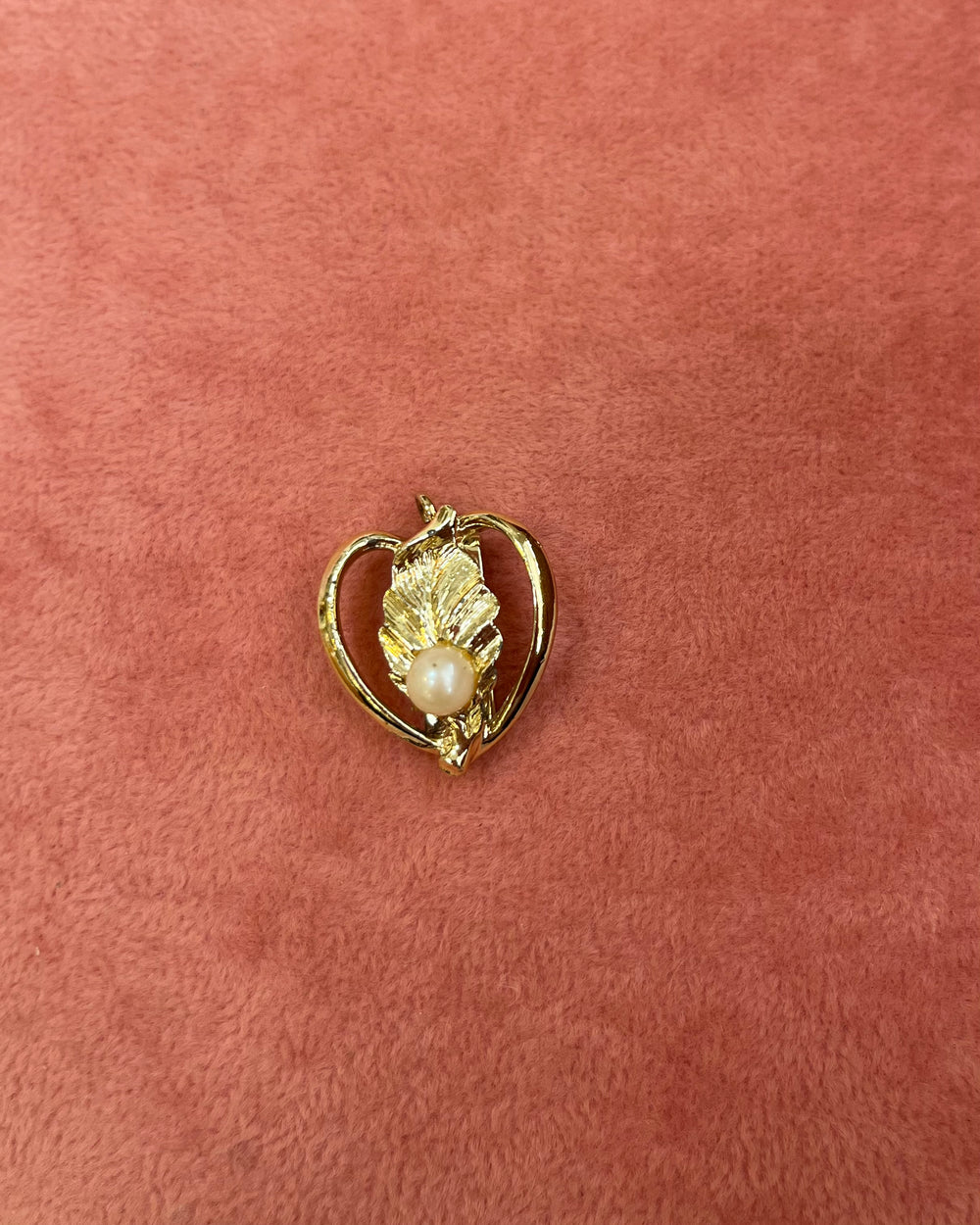 Gold Heart With Pearl Charm