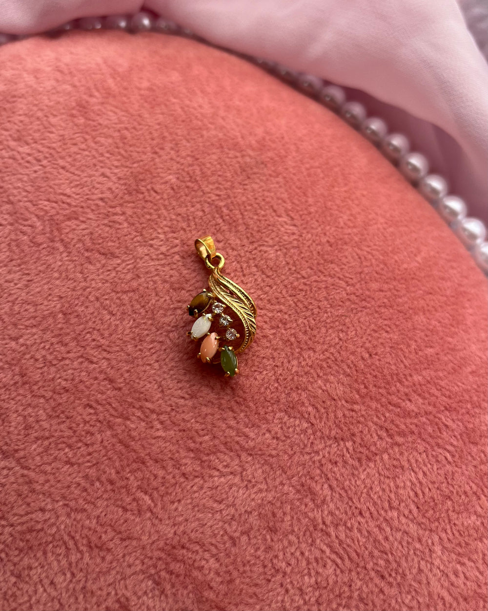 Gold Colorful Stone and Gems Charm