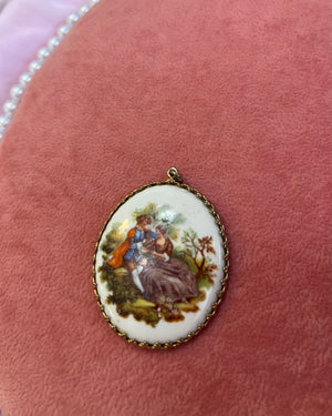 Woman & Man Sitting Cameo Charm Woman & Man Sitting Cameo Charm