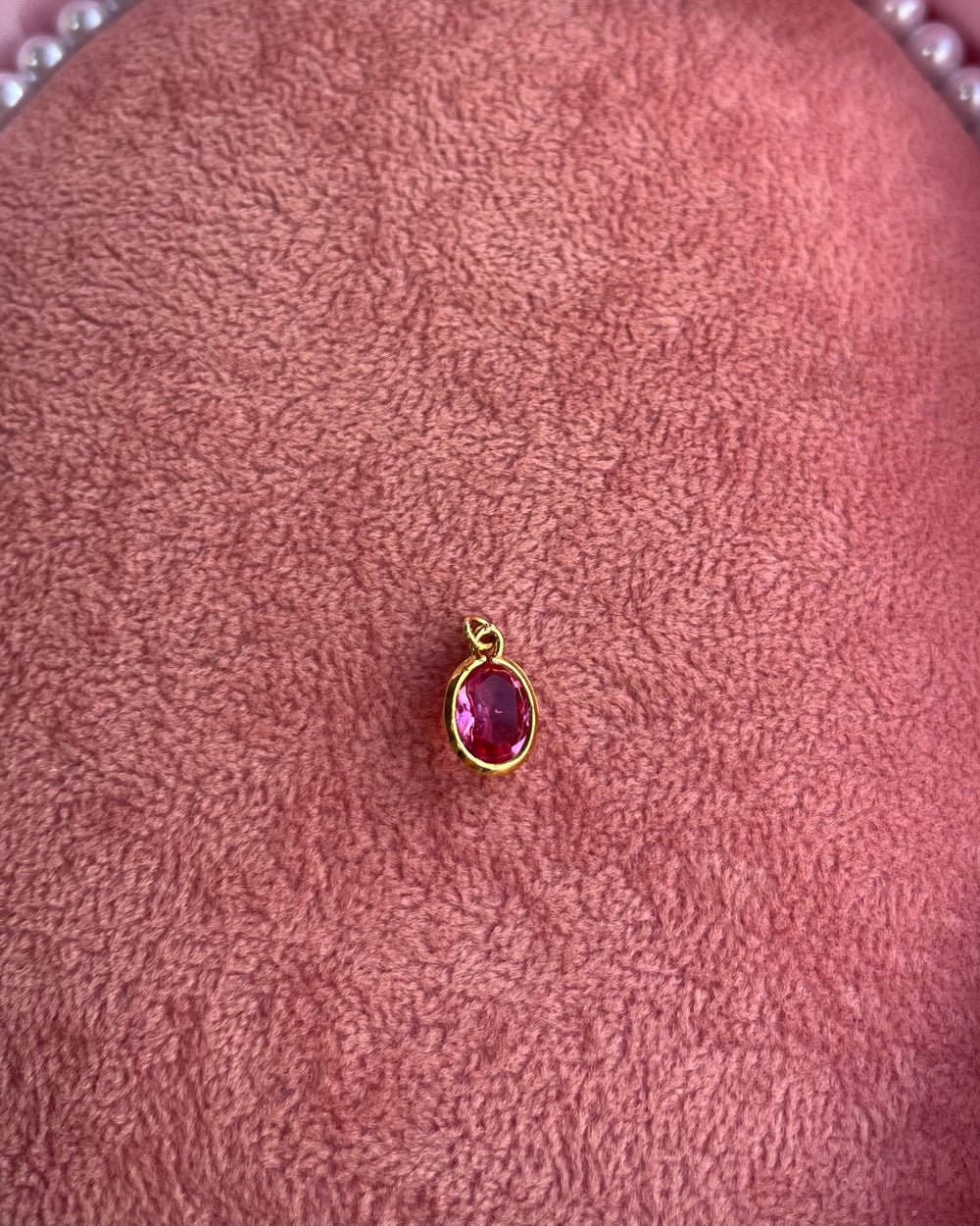 Pink Oval Gold Charm