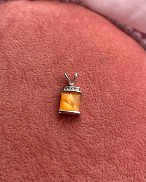 Orange Square Silver Charm Orange Square Silver Charm