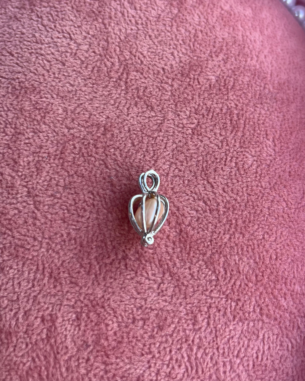 Pearl in a Cage Silver Charm