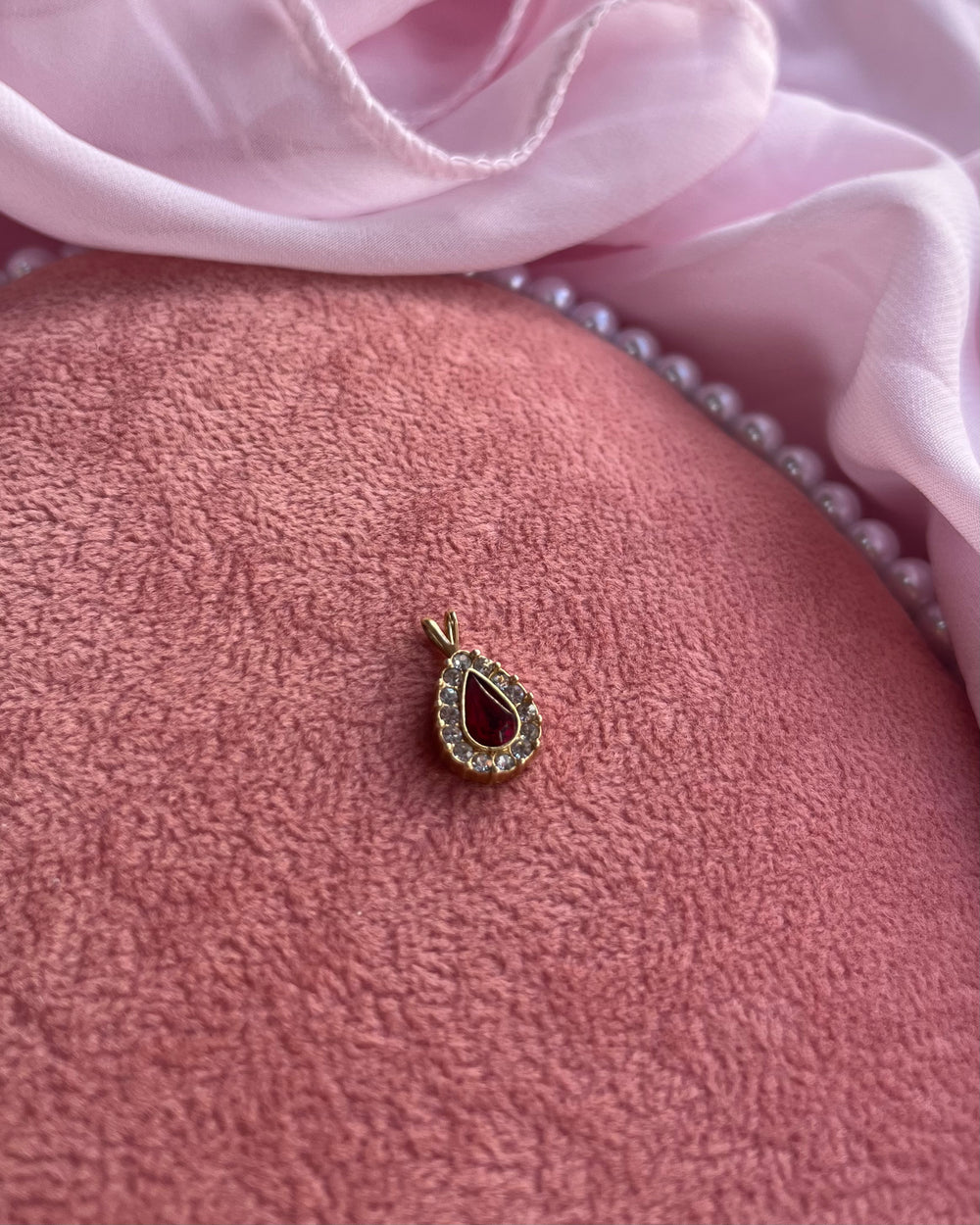 Ruby Teardrop Crystal Halo Charm