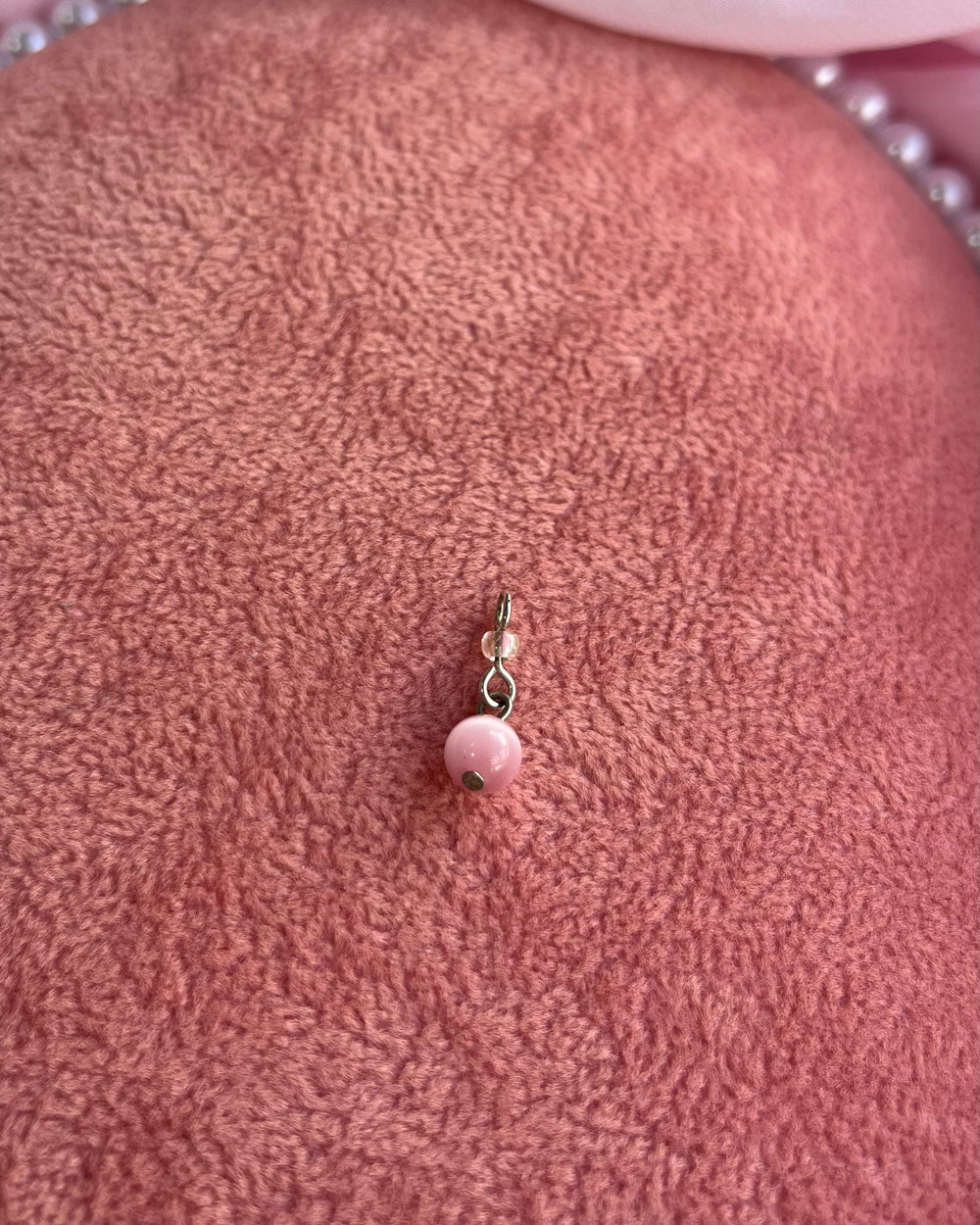 Pink Stone Ball Dangle Silver Charm