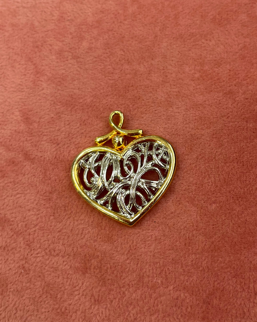 Gold & Silver Heart Charm