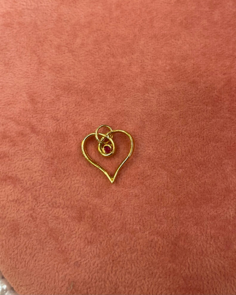 Gold Heart Crystal Charm