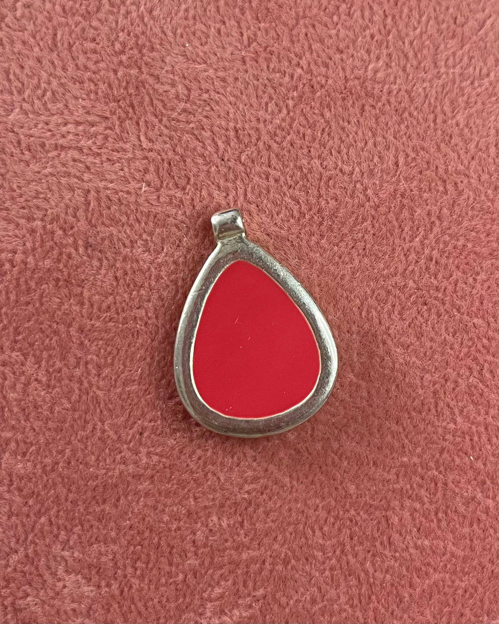 Red Teardrop Silver Charm