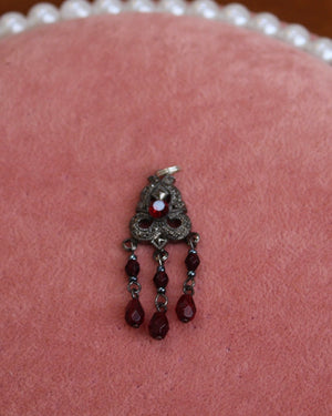 Red Crystal & 3 Dangle Gems Charm Red Crystal & 3 Dangle Gems Charm