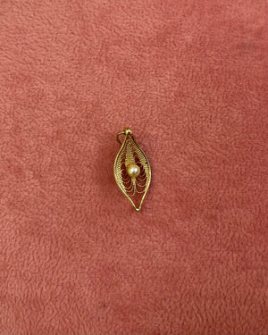 Gold Leaf With Pearl Charm Gold Leaf With Pearl Charm