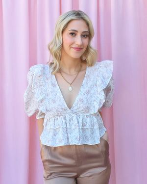 MARIBELLE WHITE FLORAL BLOUSE MARIBELLE WHITE FLORAL BLOUSE