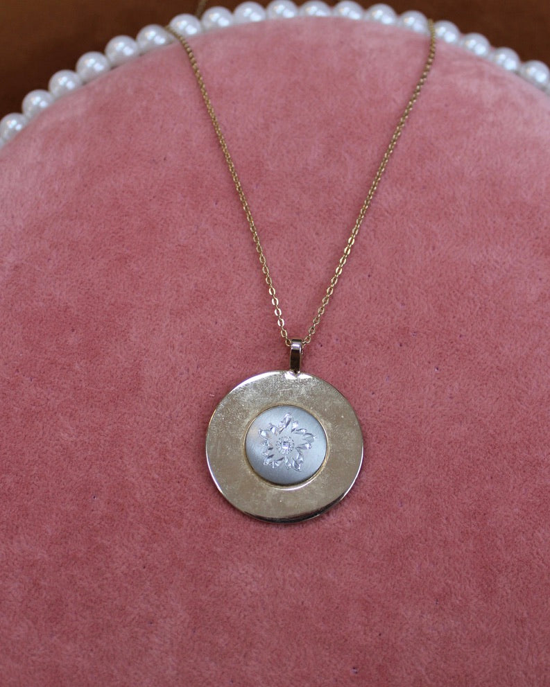 Flower Gold & Silver Pendant Necklace