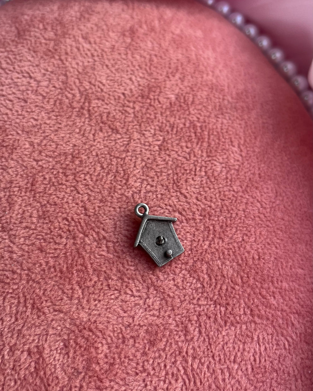 Dark Silver Birdhouse Charm