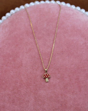 Mushroom Pendant Gold Necklace Mushroom Pendant Gold Necklace
