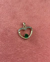 Green Crystal Heart Gold Charm
